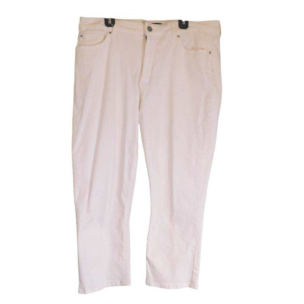 Jones New York Lexington Capri Pants Womens 12 White Cropped Trousers Mid Rise